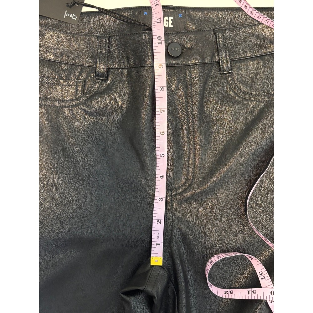 NEW Paige High Rise Faux Leather Manhattan Boot Cut Pants 29 Black Sleek Rocker - Picture 10 of 12
